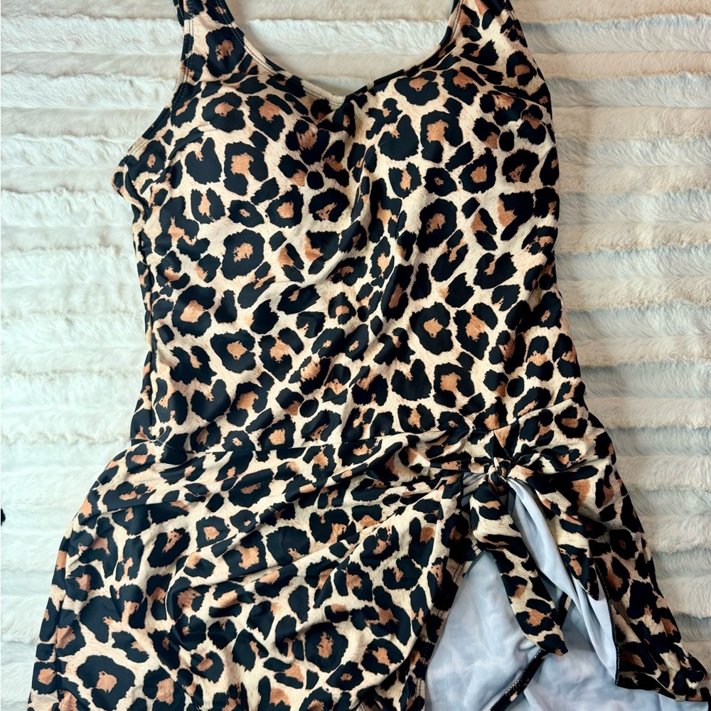 Leopard Print One Piece Swimsuit